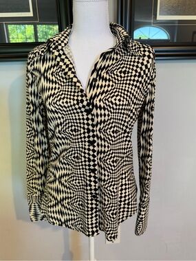 Zara Black & White Graphic-patterned Soft  Button Down Shirt